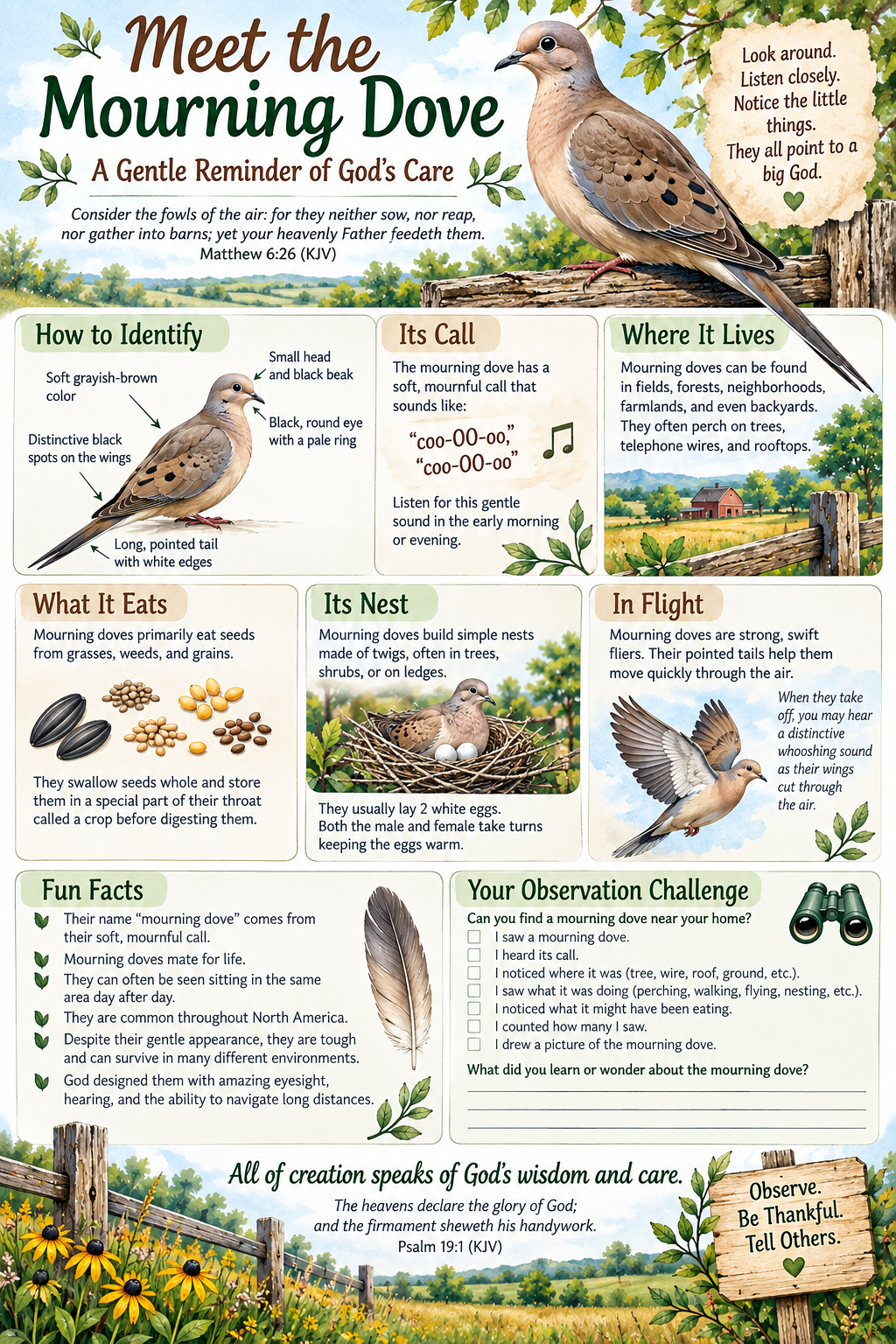 Meet the Mourning Dove printable