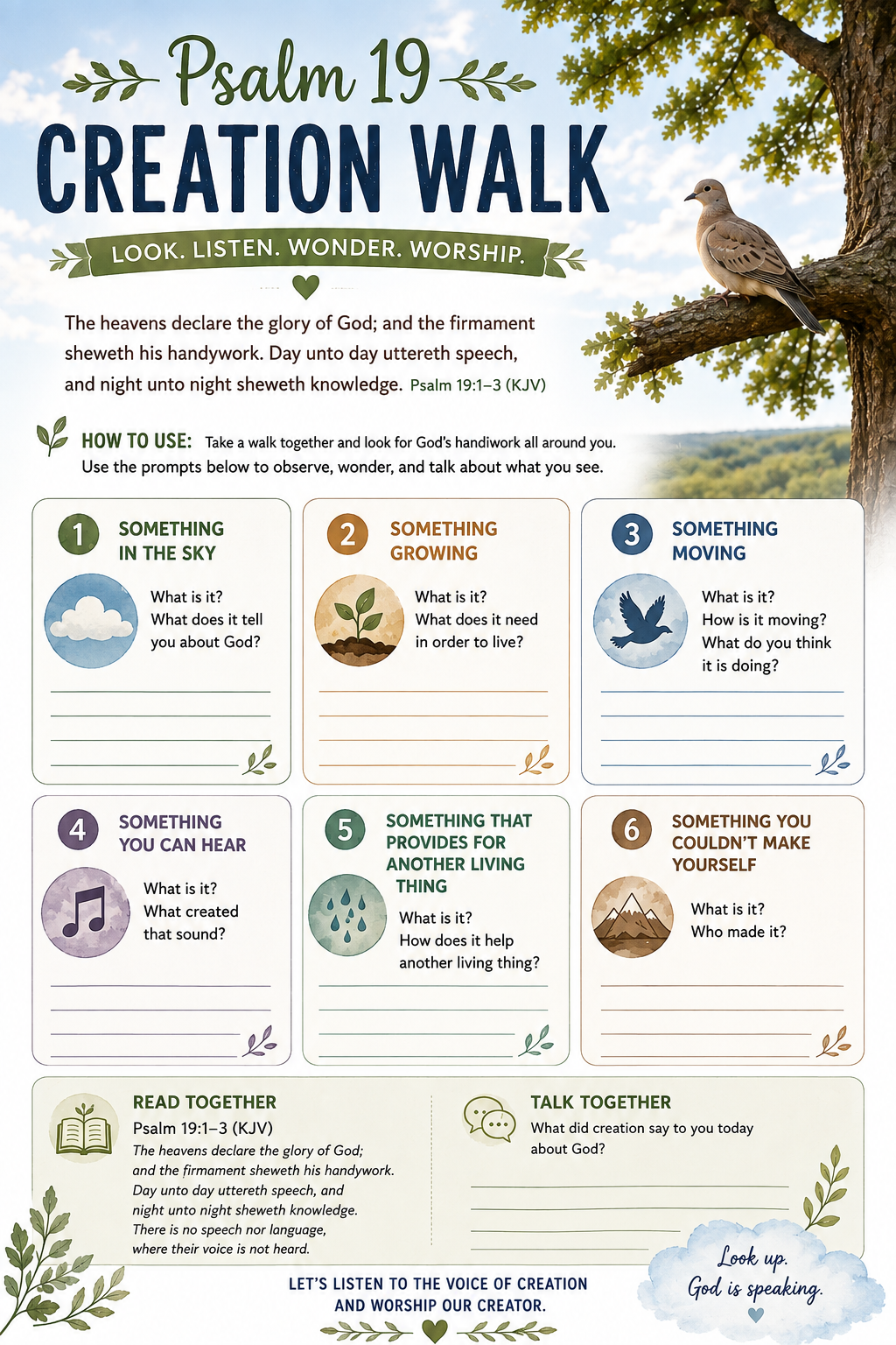 Psalm 19 Creation Walk printable